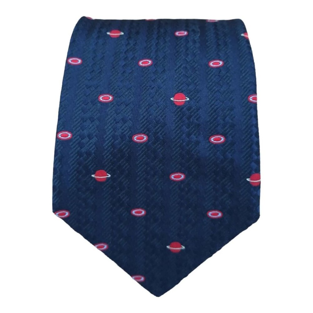 ST DUPONT Blue Geometric Silk Tie HANDMADE ITALY 60"/ 3.8" EC
